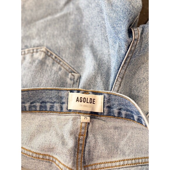 AGOLDE Women Shorts Blue Criss Denim Bermuda High Rise Button Fly Casual Size 25 - Picture 4 of 10